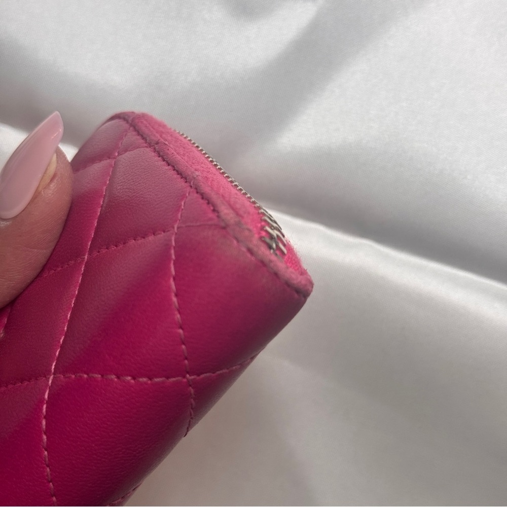 ♥️ Chanel Authentic Pink Leather Card Holder Wallet ❤️ - Picture 8 of 15
